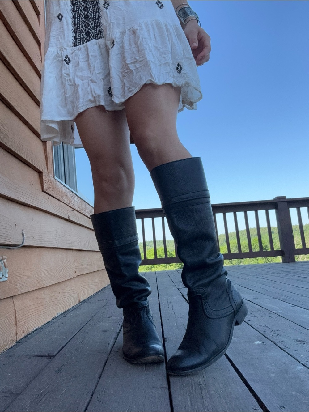 Classic Black Mid-Calf Leather Boots - Women's